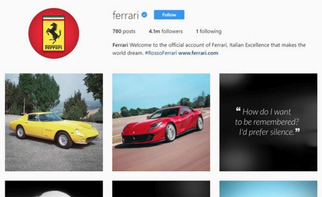 Ferrari,  Instagram