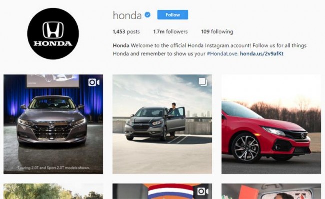 Honda,  Instagram
