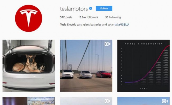 Tesla,  Instagram